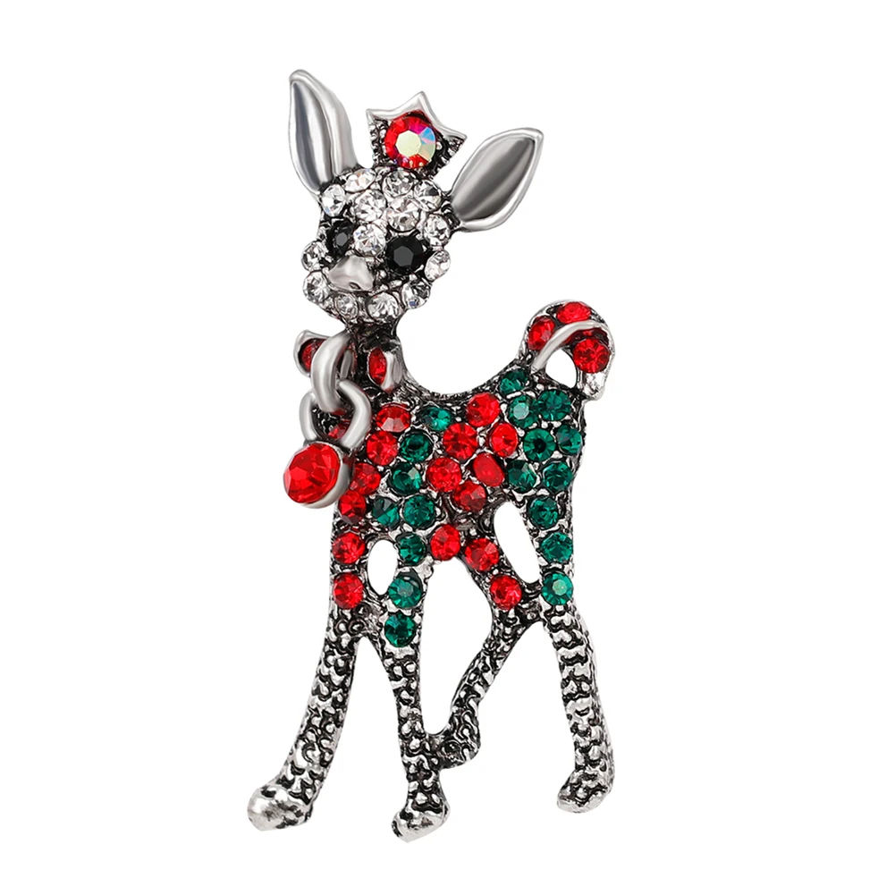 Womens Deer Head Geometric Brooches Pin Jewelry Wedding Rhinestone Dress Decor