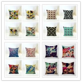 

18" quality Nordic Geometric Style Home Decorative pillows couch Cushion Cotton linen Throw Pillowcase seat back cushion no core
