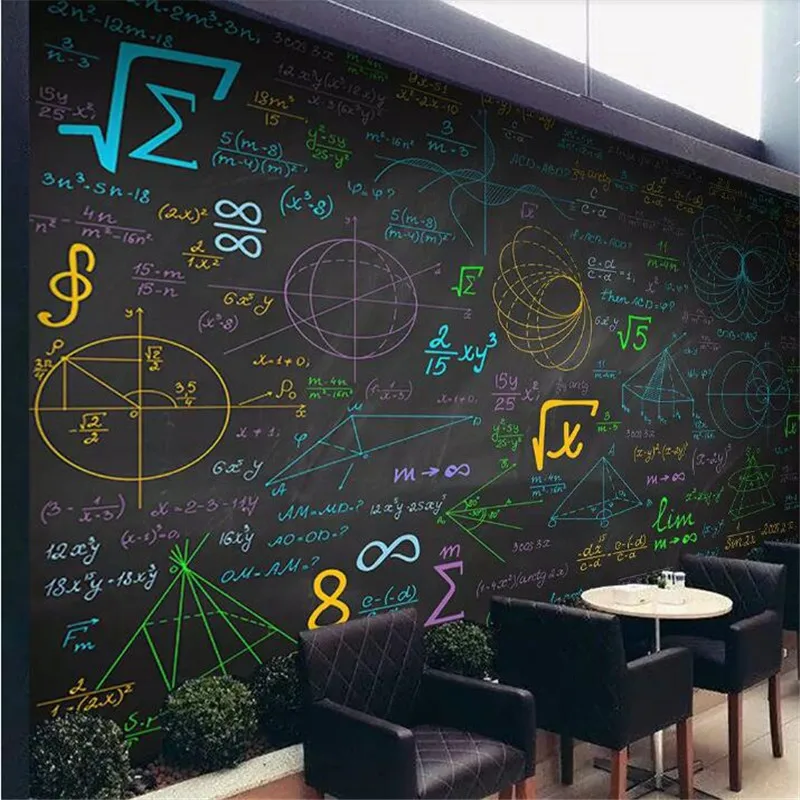 

Mathematical formula color chalk blackboard background wall custom large indoor wallpaper mural 3D photo wall