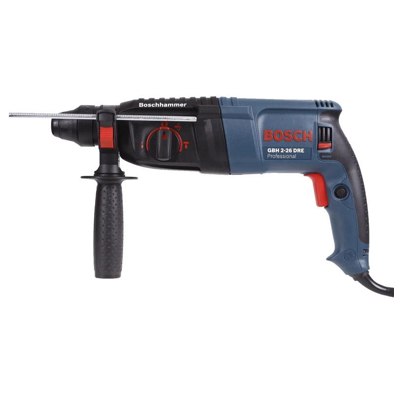 Перфоратор электрический Bosch GBH 2-26DRE (Мощность 800 Вт, сила удара 2,7 Дж, Патрон SDS+,900 об/мин, 4000 уд/мин, максимальный диаметр сверления по дереву 30 мм, металлу 13 мм, бетону 26 мм, коронкой 68 мм, 3 режима работы)