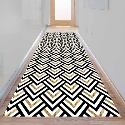 Else Black Golden Yellow White Geometrics Print Non Slip Golden Yellow White Geometrics