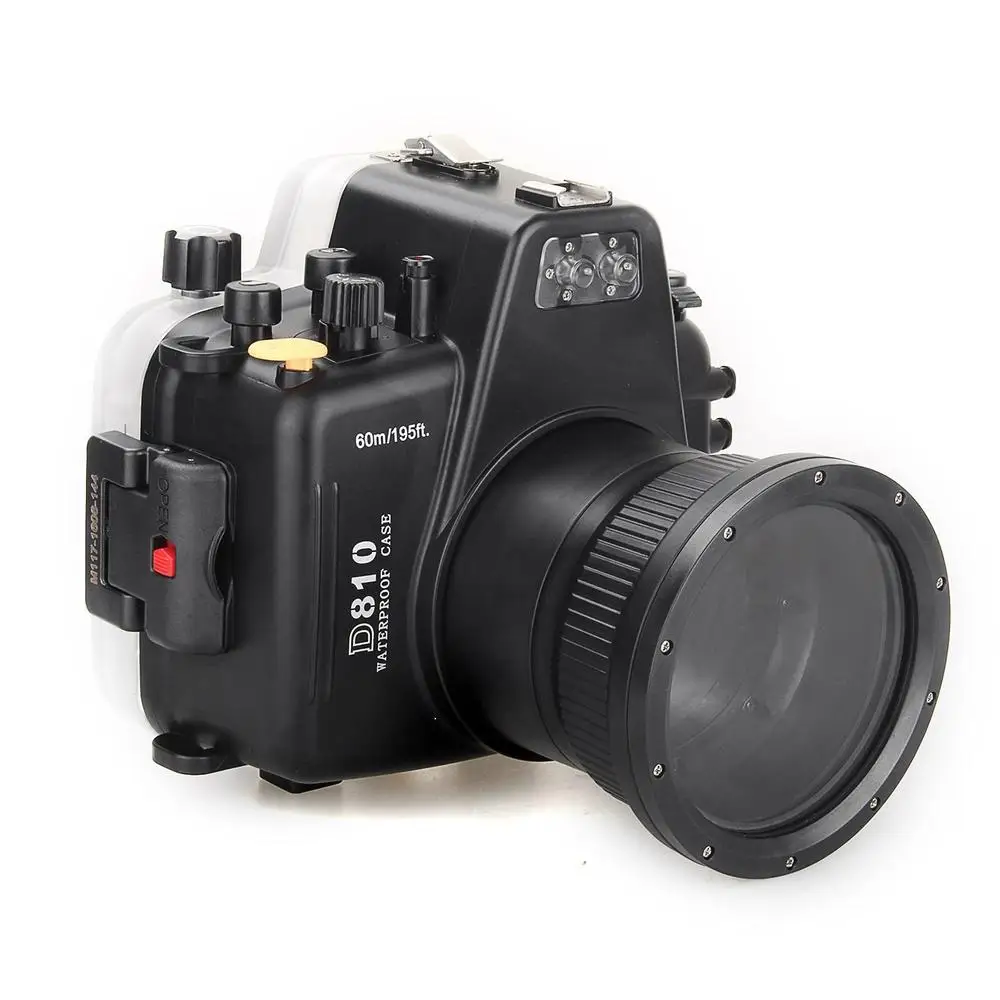 Meikon 60m195ft подводный Камера Корпус чехол для цифровых зеркальных фотокамер Nikon D810 Камера, снаряжение для дайвинга Водонепроницаемый сумки чехол для Nikon D810