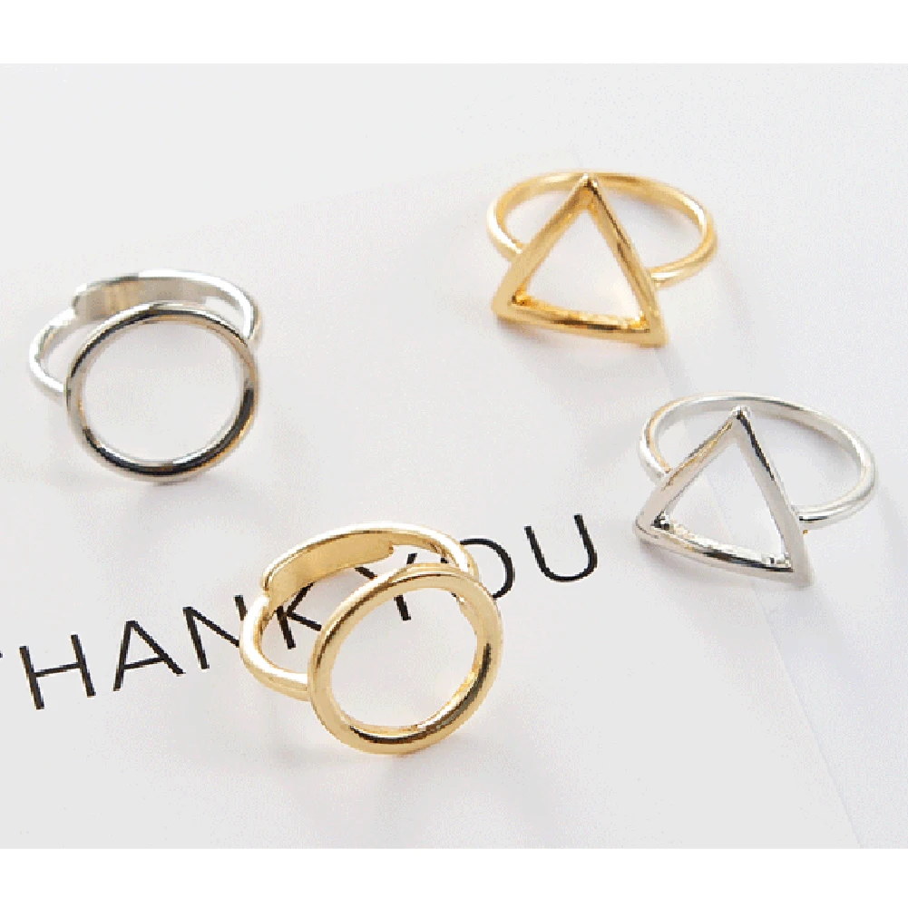 

Trendy Handsome Round&Triangle Geometric Circle Modelling Gold/Silver Plated Ring Simple Rings Jewelry for Lovers Dropshipping