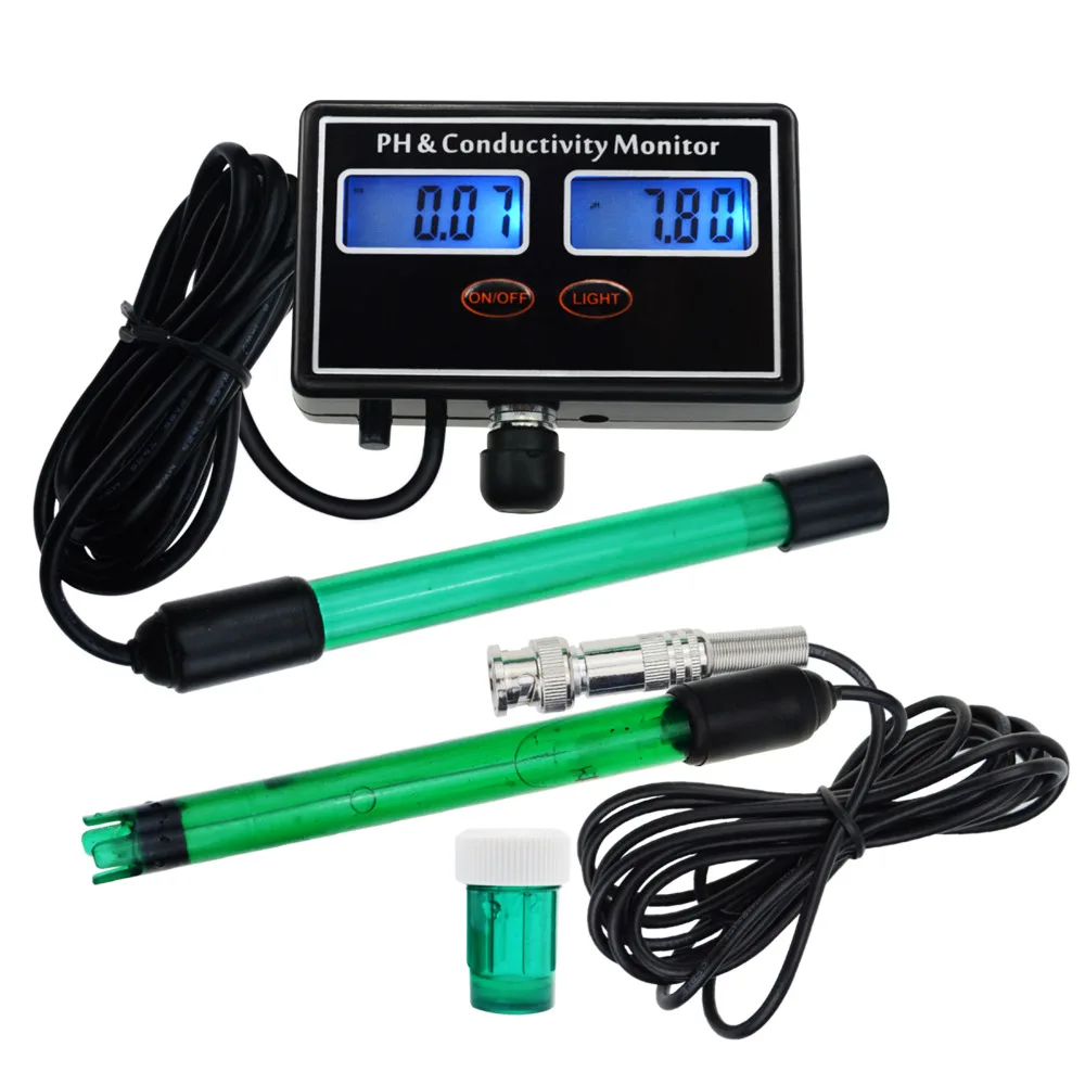 

Online PH & EC Conductivity Monitor Meter Tester ATC, Water Quality Real-time Continuous Monitoring, for Aquarium, Pond