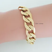 Минимальный Заказ 10$ МОЖНО СМЕШИВАТЬ ДИЗАЙН/12 ММ 0.4" 8.7"-ЖЕЛТОГО ЗОЛОТА GP СОЛИД OVERLAY FILLED ЛАТУНЬ СНАРЯЖЕННАЯ КУБИНСКИЙ ССЫЛКА БРАСЛЕТ/