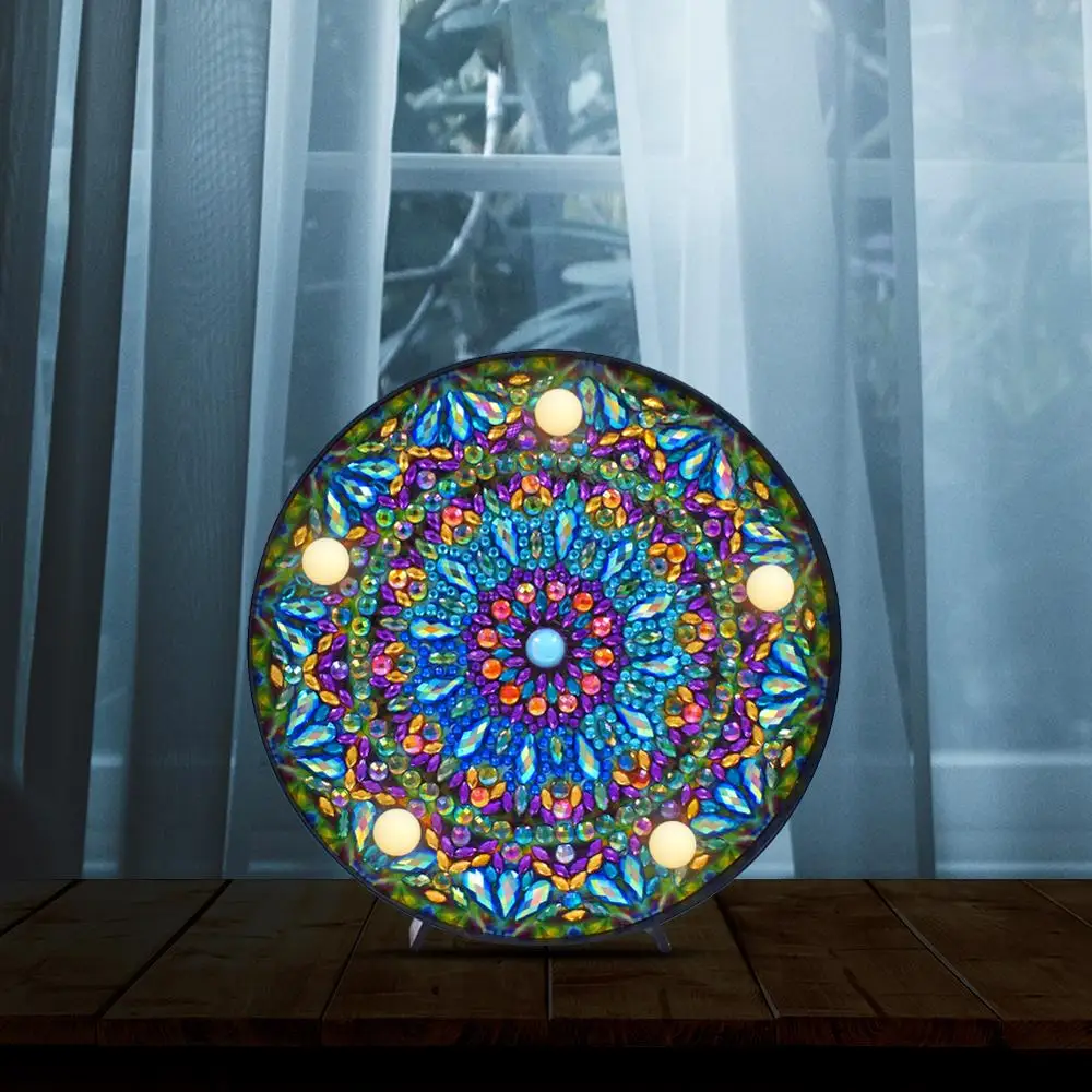Мандала DIY LED ночник Алмазная картина полная специальная форма БЛЕСТЯЩАЯ ЛАМПА 2019