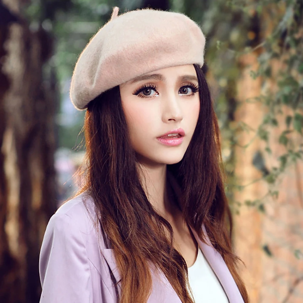 

Warm Wool Winter Women's Beret Hap Cap Solid Color French Artist Girls Beret Hap Female Classic Women Hap Drop Shipping
