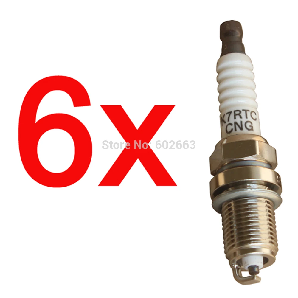 6Pcs CNG Engine Ignition Spark Plugs for Bi Fuel System Vehicleplug