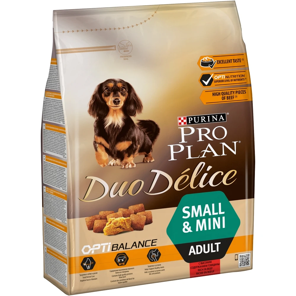 Pro Plan Duo Delice Small& Mini для взрослых собак мелких и карликовых пород, Говядина, 2,5 кг