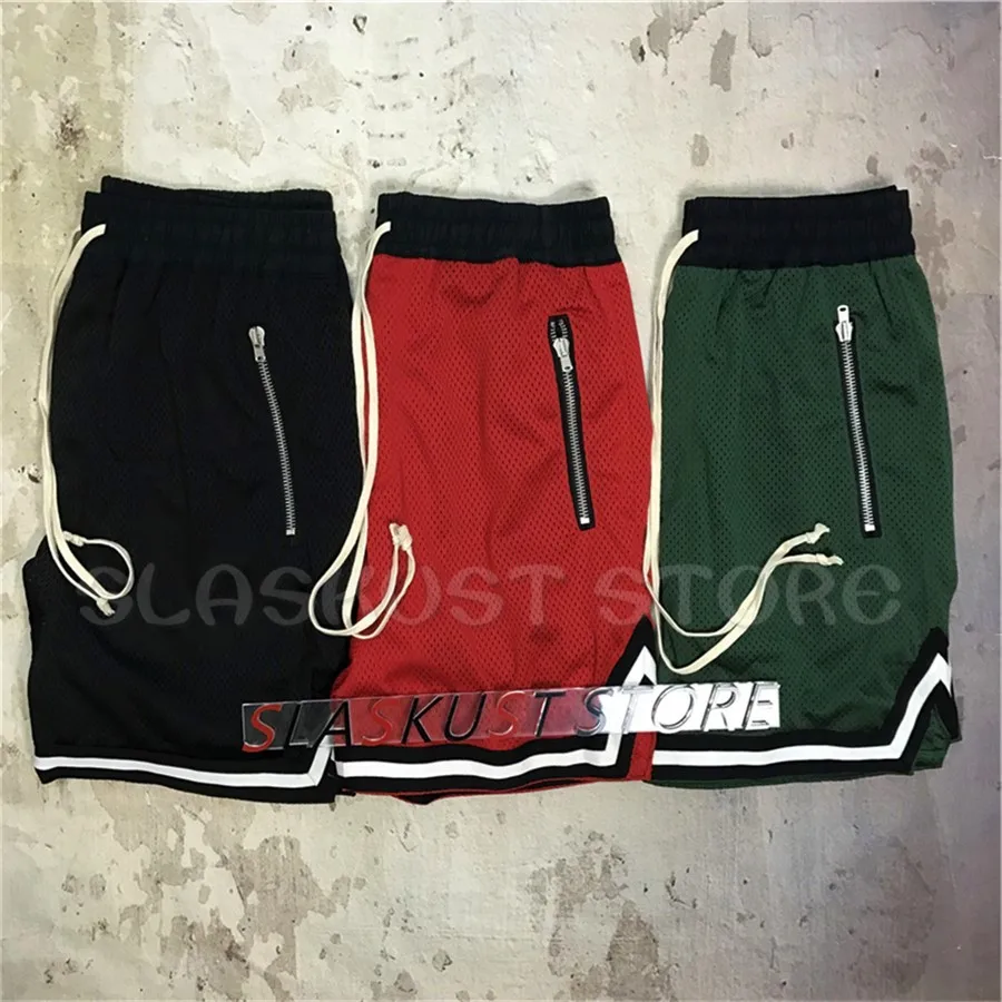 Kanye West Drop Crotch Mesh Shorts Tape Stripe Track Shorts Zipped ...