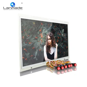 

6 red plastic led button 21.5inch open frame loop play USB digital signage display