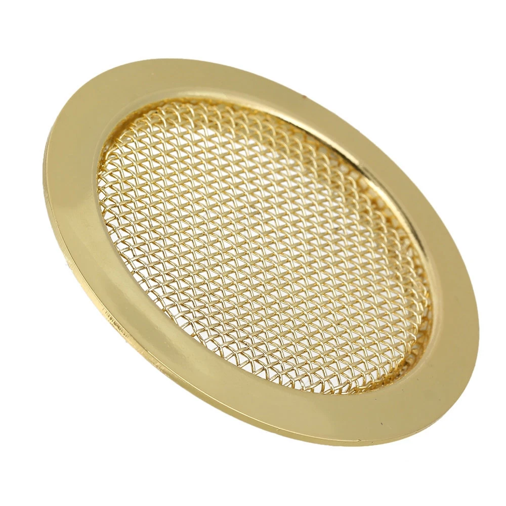 

Yibuy 10 pcs 6cm Alloy Resonator Guitar Soundhole Cover Music Speaker Grille Gold
