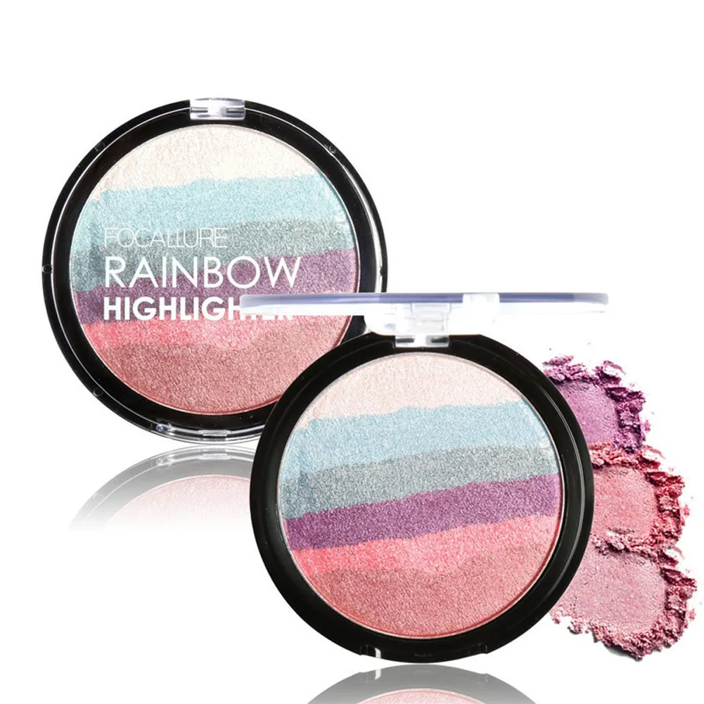 FOCALLURE Pro Rainbow Highlighter Powder Palette Bronzer Contour Soft