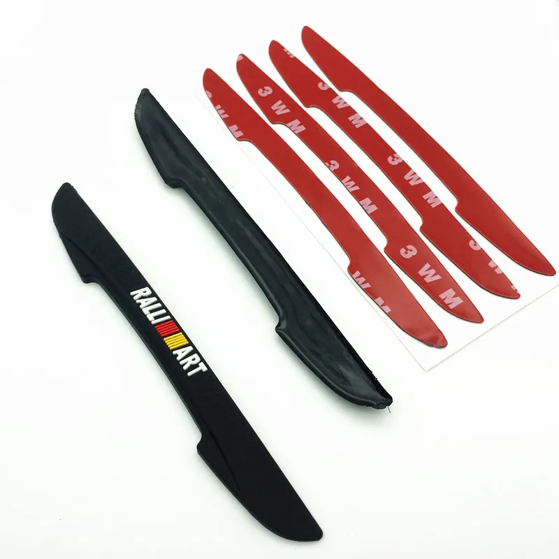 FDIK 4pcs RALLI ART logo Car Door Anti-collision Bumper Strip Guards Auto Door Side Protector Sticker Scratches For mitsubishi
