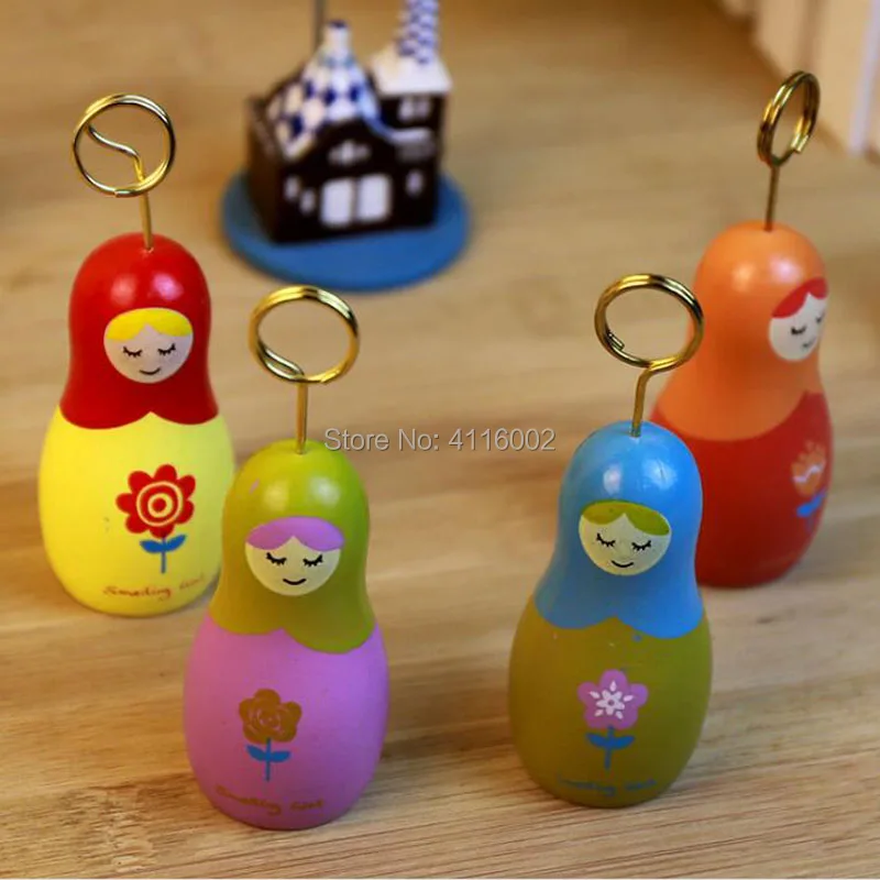 Cute Russia Doll Matryoshka Design Wooden Memo Holder Wooden Card