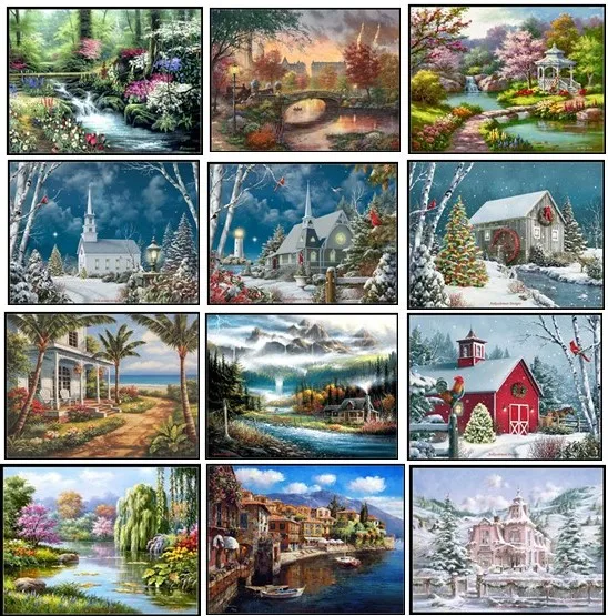 

Landscape 320w x 240h - Counted Cross Stitch Kits - DMC Color DIY Handmade Needlework for Embroidery 14 ct Cross Stitch Sets