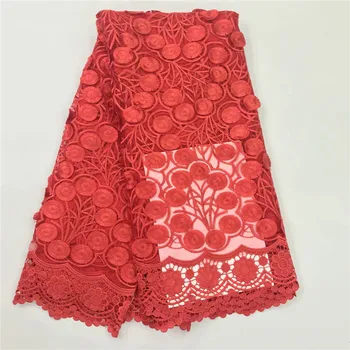 

African lace fabrics 5yard red guipure lace fabric 2018 high quality african cord lace fabric for wedding dresses A914-1