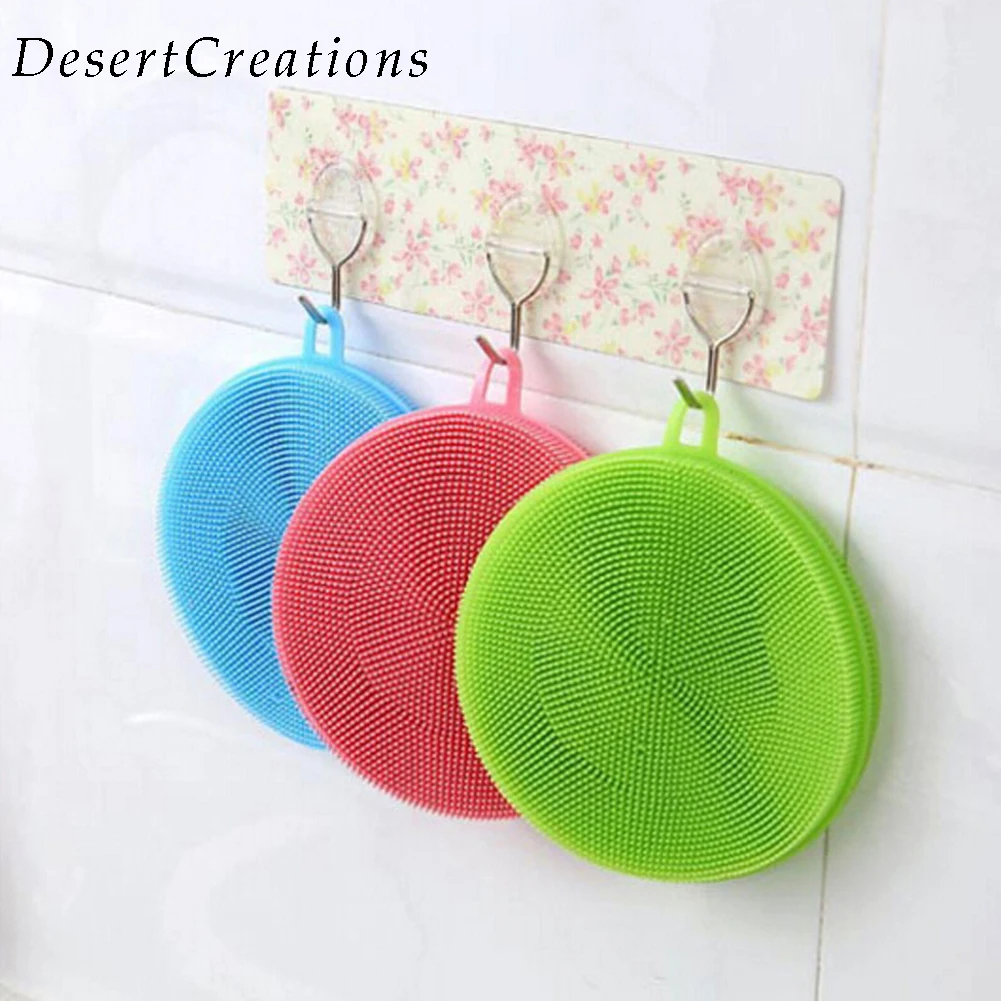 

Color Random Practical Silicone Dish Washing Sponge Scrubber High Quality Soft Cleaning Antibacterial Brush Kitchen Tools