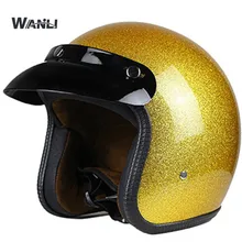 Gran oferta cascos de motocicleta Vintage Unisex casco de media motocicleta de cara abierta capacidad envío gratis S M L XL XXL color dorado