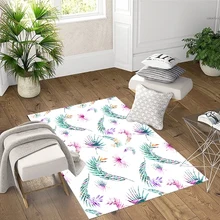 Зеленый Фиолетовый Перья тропический 3d принт Нескользящая микрофибра Гостиная декоративный современный моющийся коврик