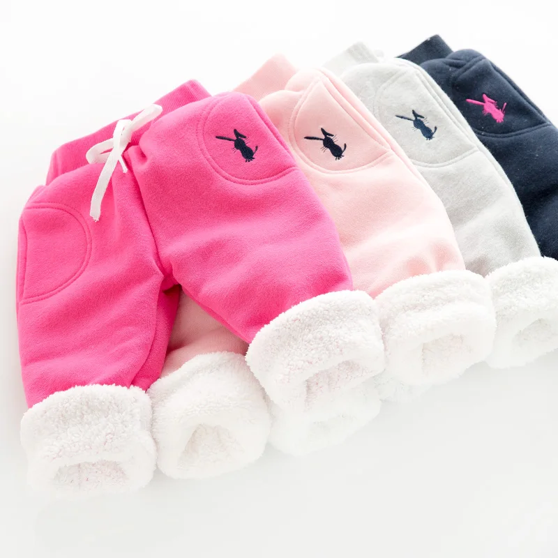 Children Outfits Winter Pants Boys Warm Thicken Casual Pants Fleece Spring Autumn Cotton Kids Pant Girl Fashion Loose Trousers