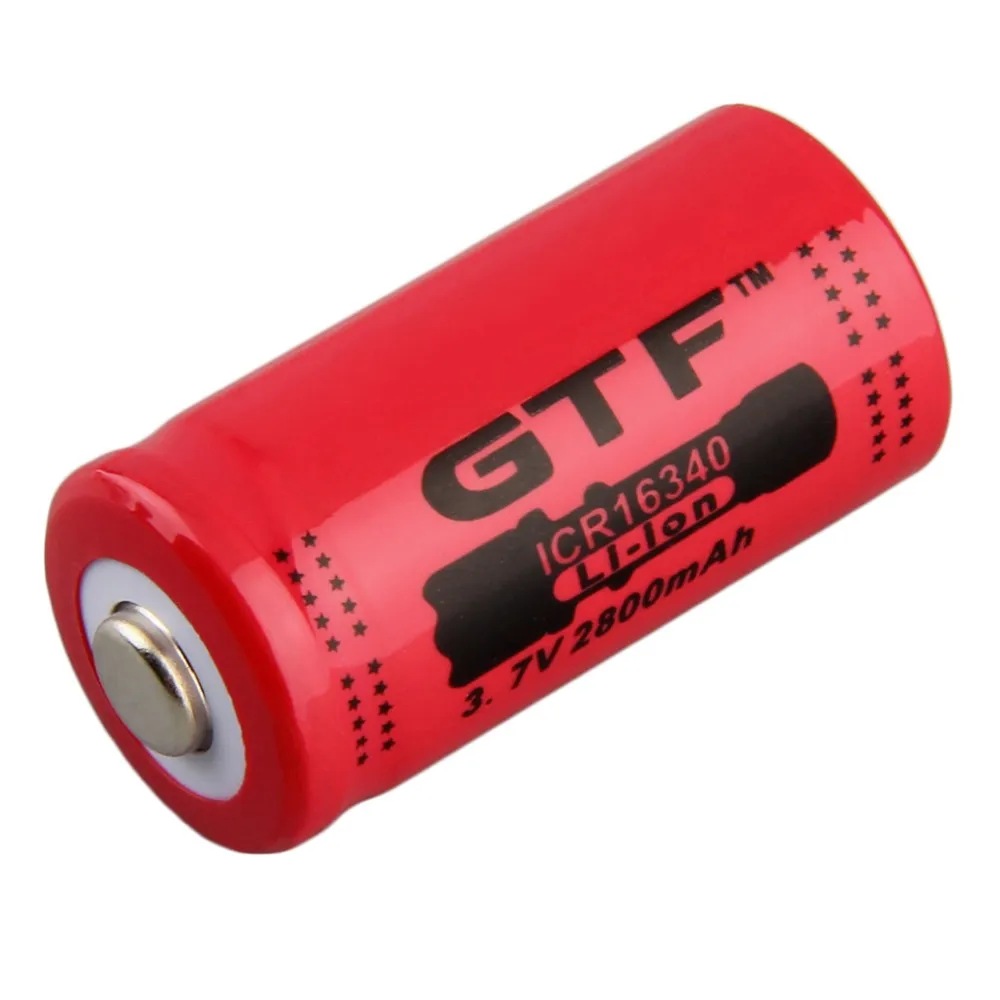 GTF 16340 литиевая батарея 2800mAh батарея+ зарядное устройство красный аккумулятор