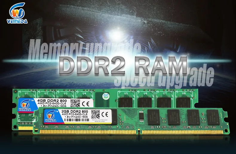 VEINEDA оперативная память Memoria модуль настольный компьютер DDR2 4 Гб PC6400 533 667 МГц 4 ГБ DDR2 совместим с 800 МГц 240pin