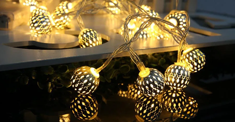 1-10m Iron Ball LED String Light Christmas Wedding Holiday Decoration String Fairy Light Indoor Outdoor Battery Sting Lamps (7)