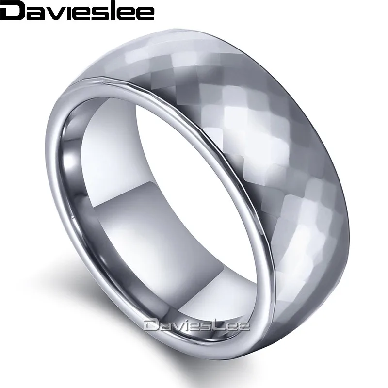 

Davieslee Mens Boys Faceted Band Ring Tungsten Carbide Scales Polished Silver 8mm LTR01