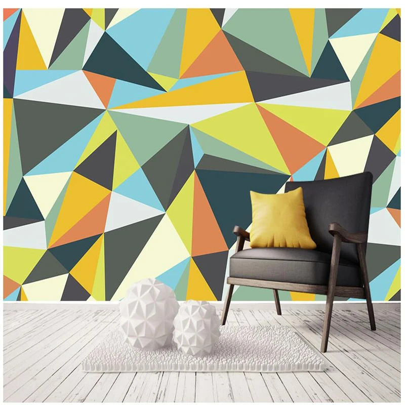 Geometric Abstract Minimalist Bedroom Wallpaper Stylish Polygon Bar