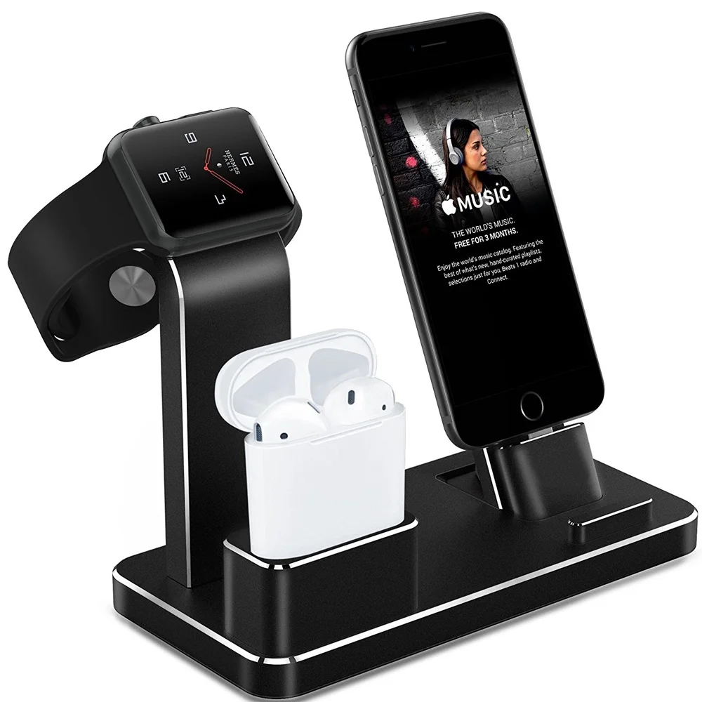

New Stand for Apple Watch 4 in 1 AirPods Accessories Charging Dock Phone Holder for Watch for iphone x 8 7 6s