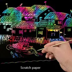 Красочные царапается Бумага A4 нетоксичные Детская ручной работы DIY живопись игрушки безвкусный нарисованная картина рисовать