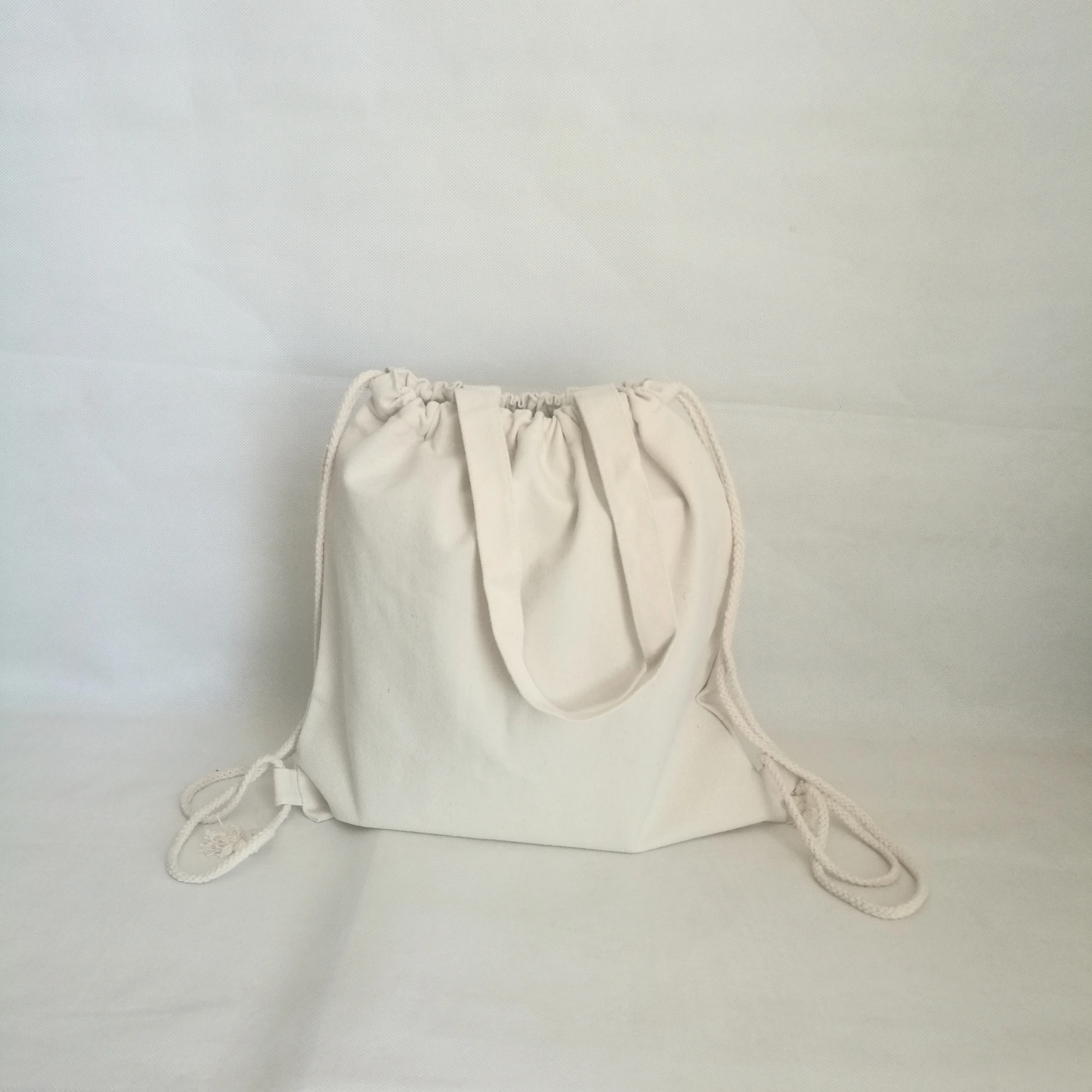 

500pcs/lot Promotional Cotton Canvas Tote and Drawstring Backpack Dual-purpose Shopping Bag Simple Style Reusable Pouch Students