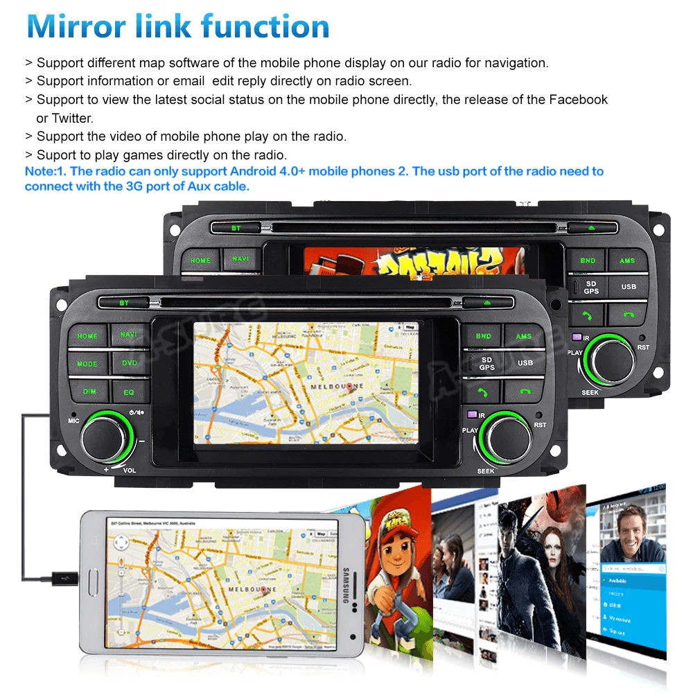 Flash Deal A-Sure 4.3 Inch Android Car Auto Radio DVD Stereo GPS Navigation For Jeep Grand Cherokee Wrangler Sebring 2002-2006 16G ROM OBD 4