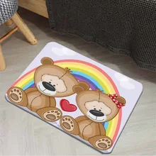 Else Радуга красные сердца милые плюшевые мишки животные 3d мультфильм печать Противоскользящий половик домашний декор Entryway Дети Коврик для комнаты