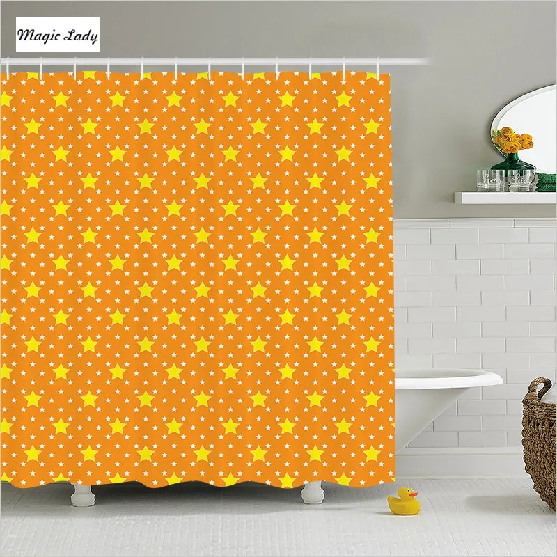 Rideau De Douche Orange Salle De Bains Accessoires étoiles