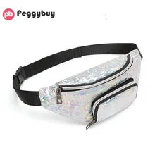 ПВХ водонепроницаемая Женская голографическая поясная сумка с двойным карманом, лазерная сумка для груди, модная летняя голографическая сумка для талии, женская сумка