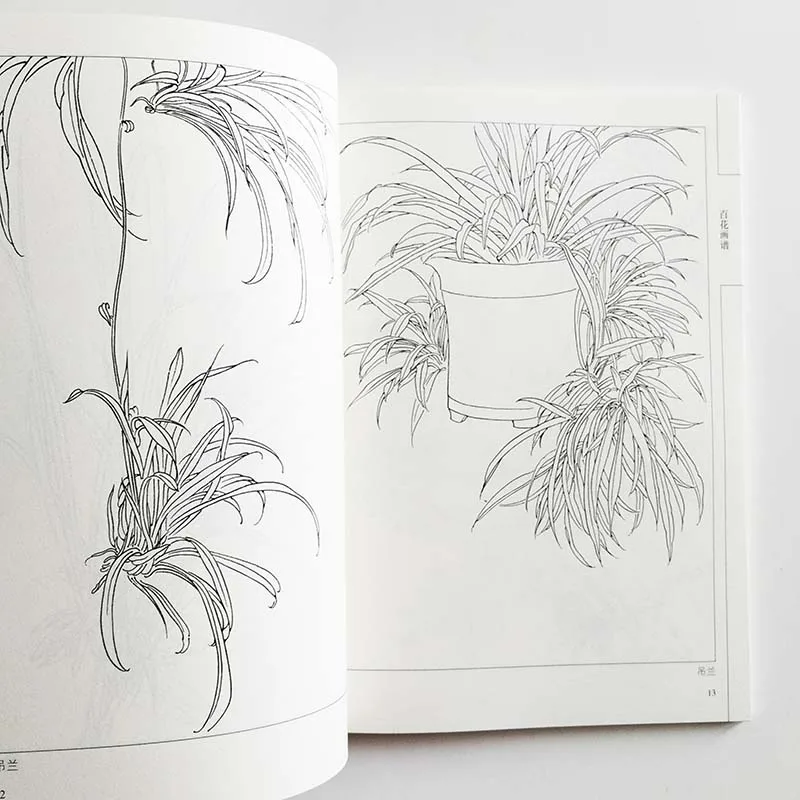 94Pages Chinese Painting Hundred Flowers Line Drawing Collection Art Book Adult Coloring Book Relaxation and Anti-Stress