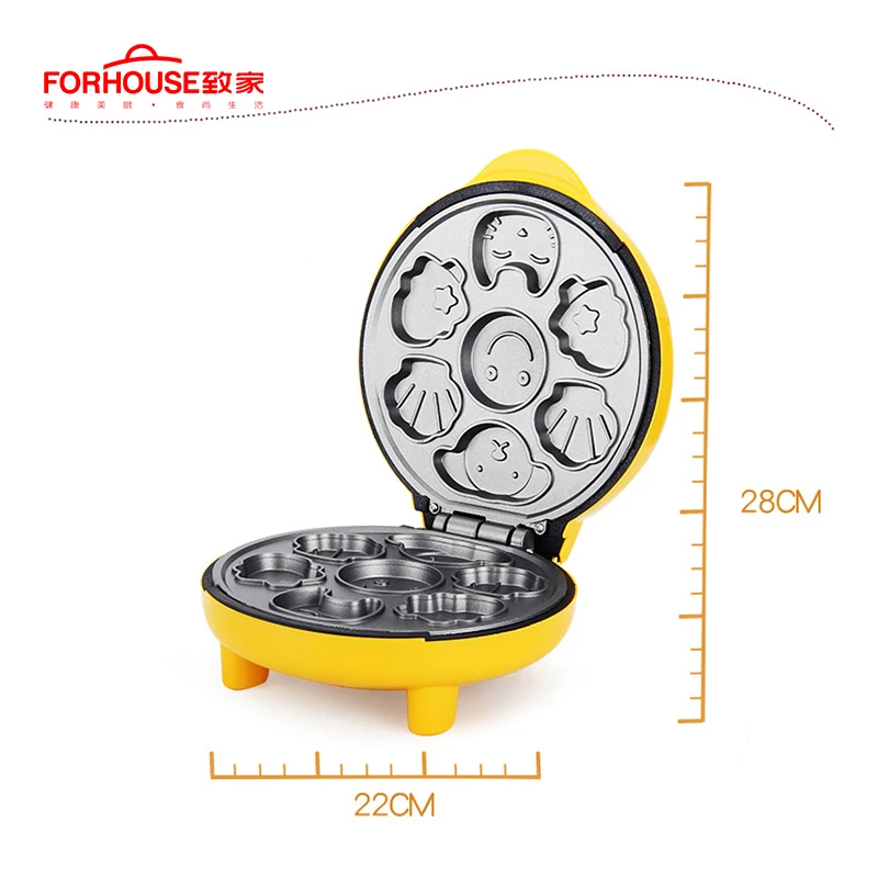 Мини электрическая вафельница, блинная машина, портативная Милая мультяшная форма для торта, антипригарные инструменты для выпечки хлеба, завтрака, 220 В
