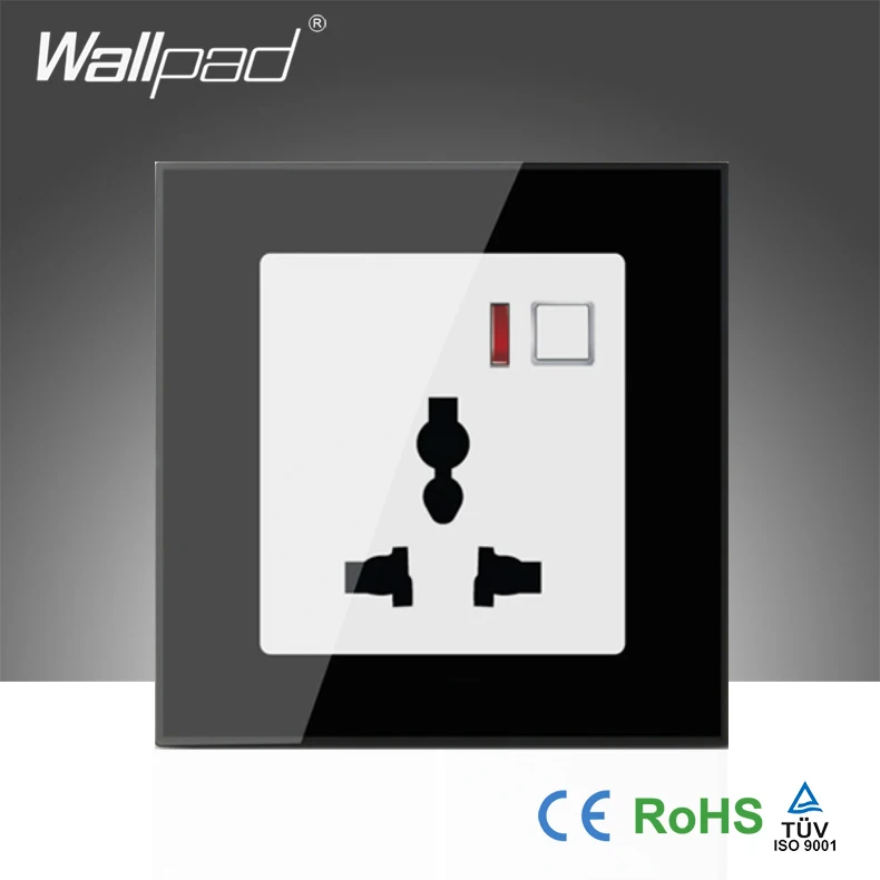 

Hot Sales EU Wallpad Black Glass LED 110~250V Phone Wifi Wireless Remote Control Universal Power Wall Socket,Free Shipping