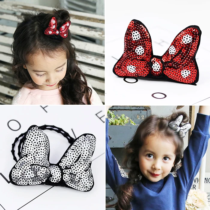 

Children's Lovely Bright Sequin Bow Knot Hair Clip Little Girls Red Horsetail Hair Rope Hair Accessories
