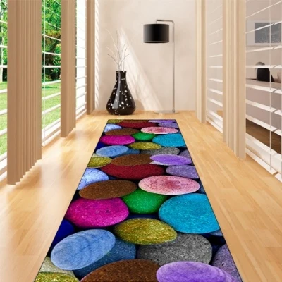 Else Зеленый Желтый Синий Коричневый Галька Камни 3d принт Нескользящая микрофибра моющаяся длинная дорожка коврик коврики для прихожей