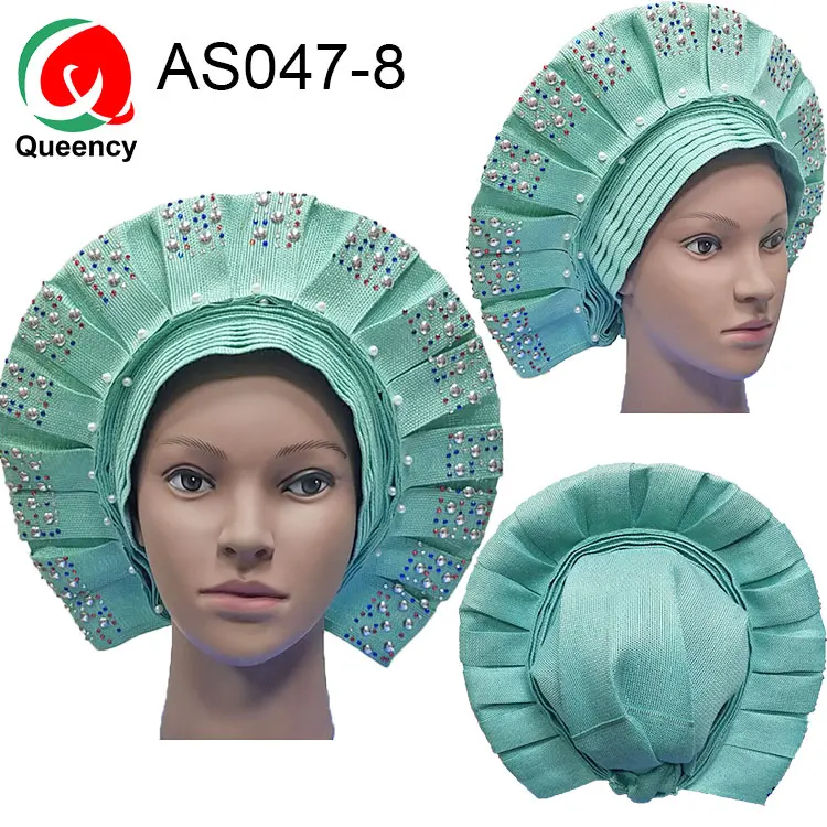 AS047-Free уникальный дизайн Африка ASO OKE головной убор уже сделан Авто геле с бисером для свадьбы и вечеринки - Цвет: AS047-8