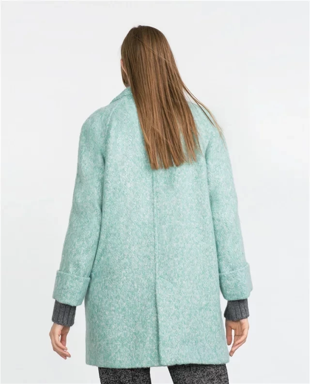 Увядшее шерстяное длинное пальто для женщин, английский винтажный светильник, зеленый цвет, отложной воротник, на одной пуговице, рукав летучая мышь, Трендовое пальто для женщин