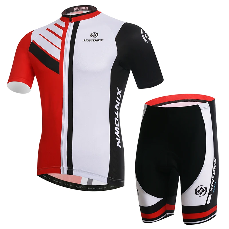 

XINTOWN Red Style Cycling Set Summer Riding Bicycle Clothes Polyester 17 2017 Sleeve Cycling Clothing