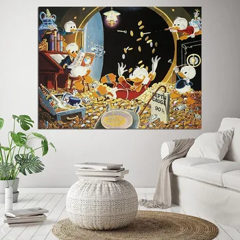 

Uncle Scrooge Carl Barks Funny Animal Comics Canvas Painting Oil Print Poster Wall Art HD Picture for Living Room Home Decor