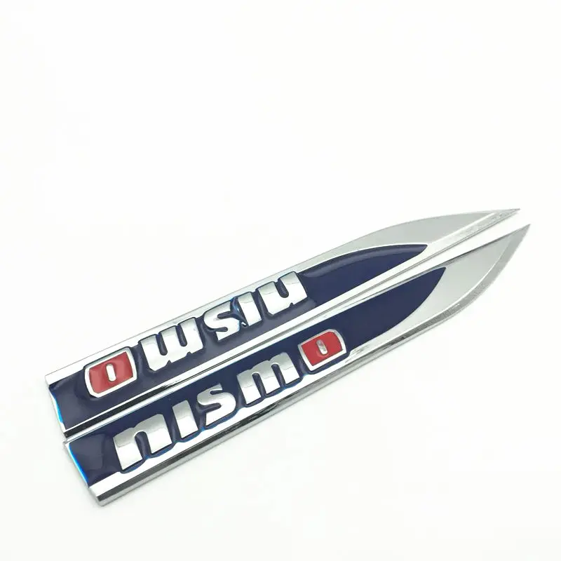 FDIK 2PCS/set nismo logo Emblem Badge Decals Metal Fender Side Car Sticker for Nissan Tiida Teana Skyline Juke X-trail Almera 
