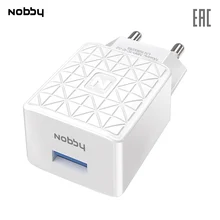 Сетевое зарядное устройство Nobby Practic NBP-TC-12-02, USB, прочное, надежное зу,белый