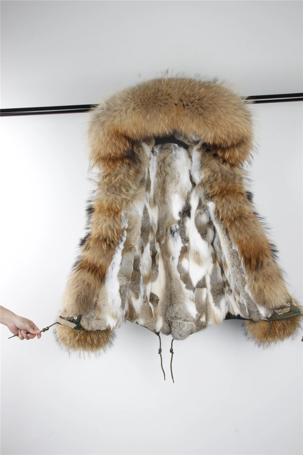 Новое модное женское зимнее пальто Парка Большой воротник из натурального меха енота Съемный подклад из натурального меха кролика рекс Стиль Топ бренд