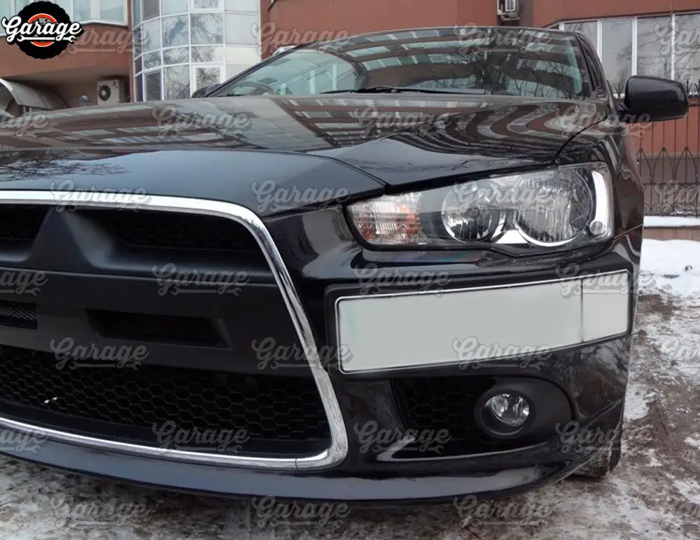 Накладка на передний бампер для Mitsubishi Lancer 10 2011- ABS пластик Подиум номерного знака аксессуары Тюнинг автомобиля Стайлинг